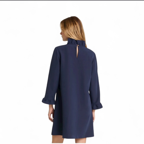 Draper James  Navy Long Sleeve Lindsay Shift Mini Dress - Picture 2 of 16